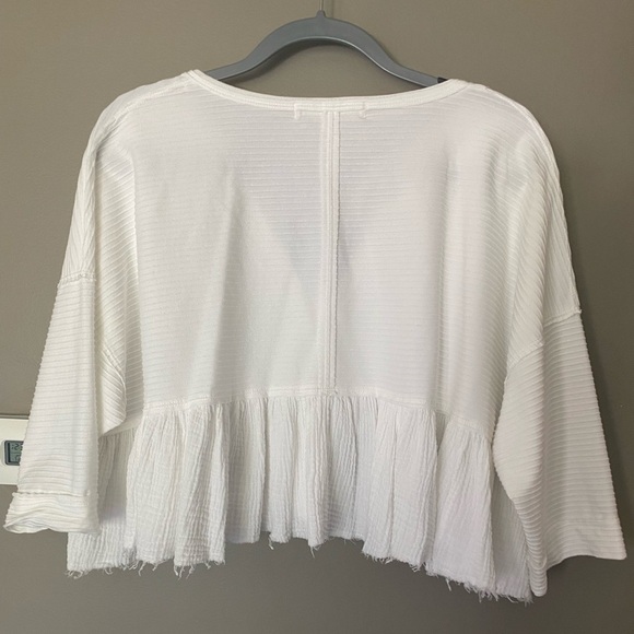 FREE PEOPLE x WE THE FREE Dallas Henley Boho Oversized White Top Size Small - Picture 6 of 8